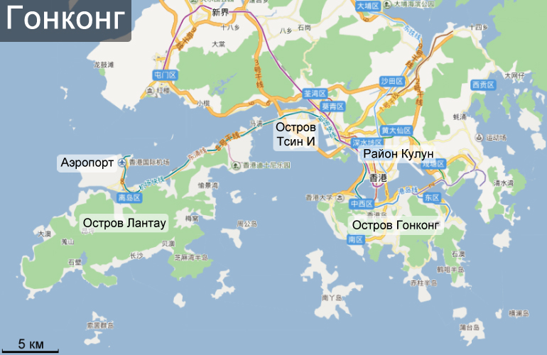 Районы Гонконга на карте