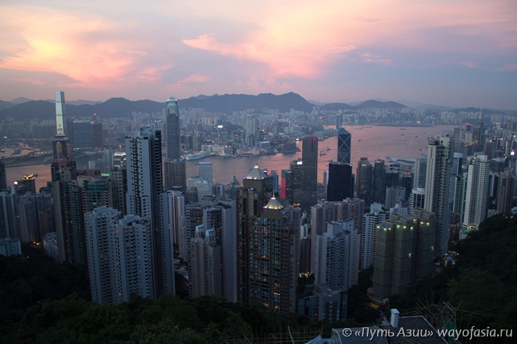 Гонконг – пик Виктория - Вид с пика Виктория на закате