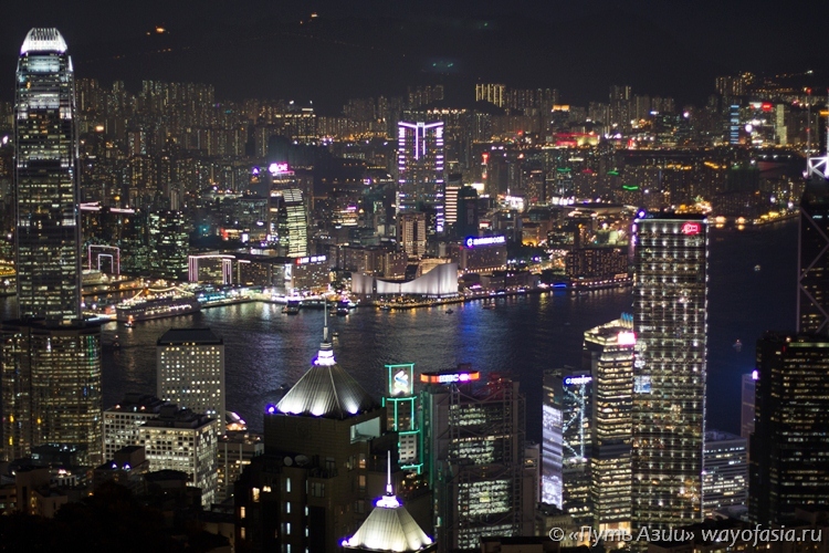 Гонконг – Ночной Гонконг с пика Виктория
